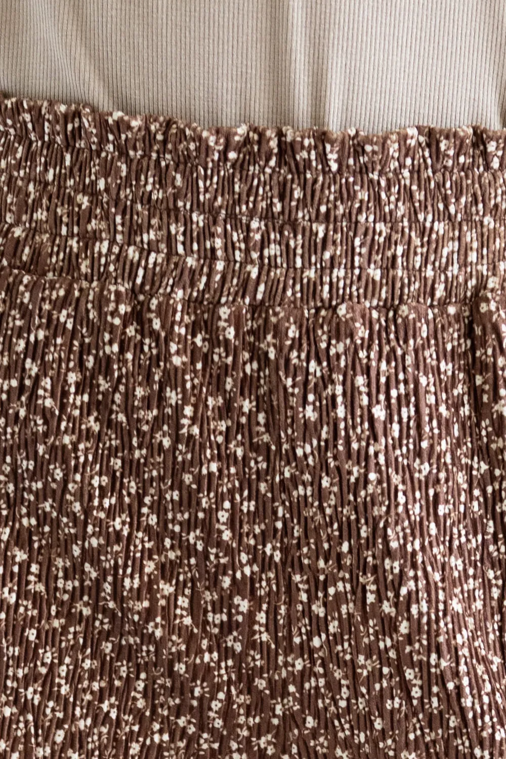 Ditsy Floral Smocked Waist Wide Leg Pants for Women in Chocolate Floral | NP70125-CHOCOLATEFLORAL sold by Glik’s product image thumbnail 4