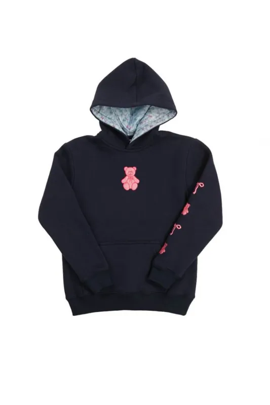 Simply Southern Youth Embroidered Dilara Bear Hoodie for Girls in Navy | PP-0225-YTH-HD-DILARA-BEAR sold by Glik’s