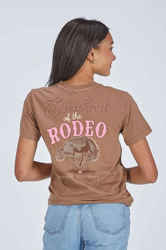 Simply Southern Sweetheart Of The Rodeo T-Shirt for Women in Washed Brown | SS-RODEO-WSHUMBR sold by Glik’s