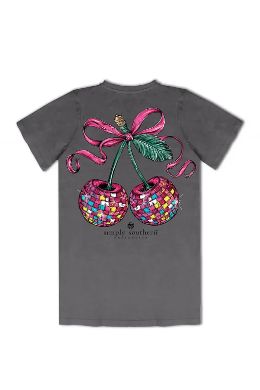 Simply Southern Plus Size Disco Cherries T-Shirt for Women in Washed Coal | EXT-SS-CHERRY-WSHCOAL sold by Glik’s
