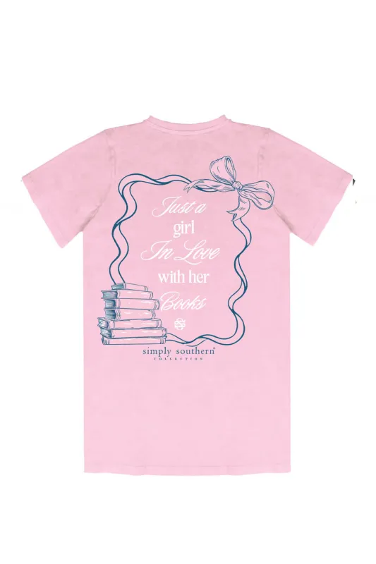 Simply Southern Plus Size Just A Girl T-Shirt for Women in Pink | EXT-SS-BOOKLOVE-WSHPNK sold by Glik’s