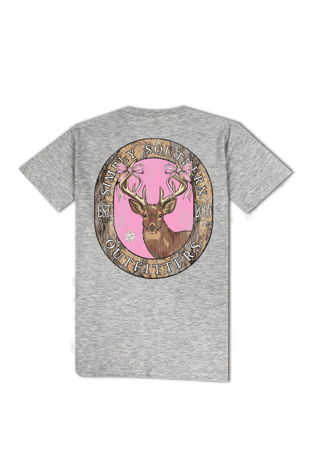Simply Southern Youth Camo Deer Circle T-Shirt for Girls in Heather Grey | YTH-SS-DEERLY-STORMHTHR sold by Glik’s