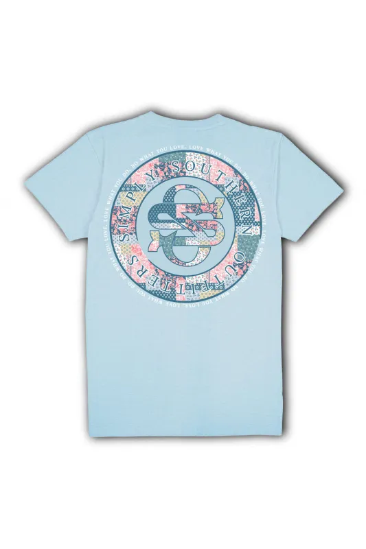 Simply Southern Plus Size Quilt Pattern Logo T-Shirt for Women in Blue | EXT-SS-QLTLOGO-ICE sold by Glik’s