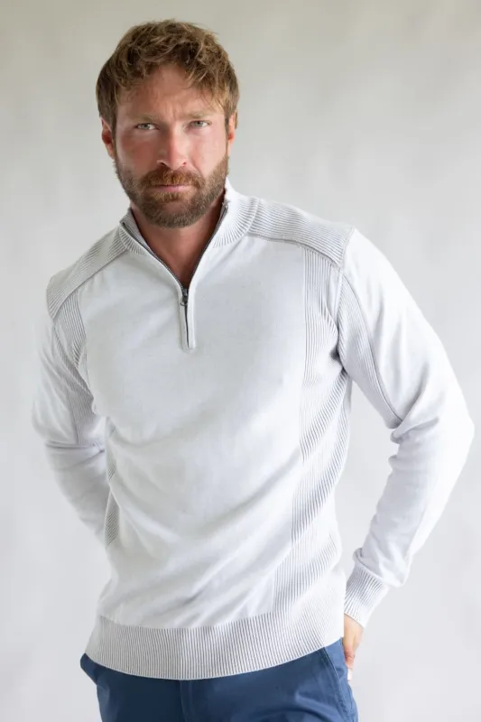 1897 Original 1/4 Zip Mock Neck Sweater for Men in White | 1973GL-F25-WHITE/ALLOY sold by Glik’s