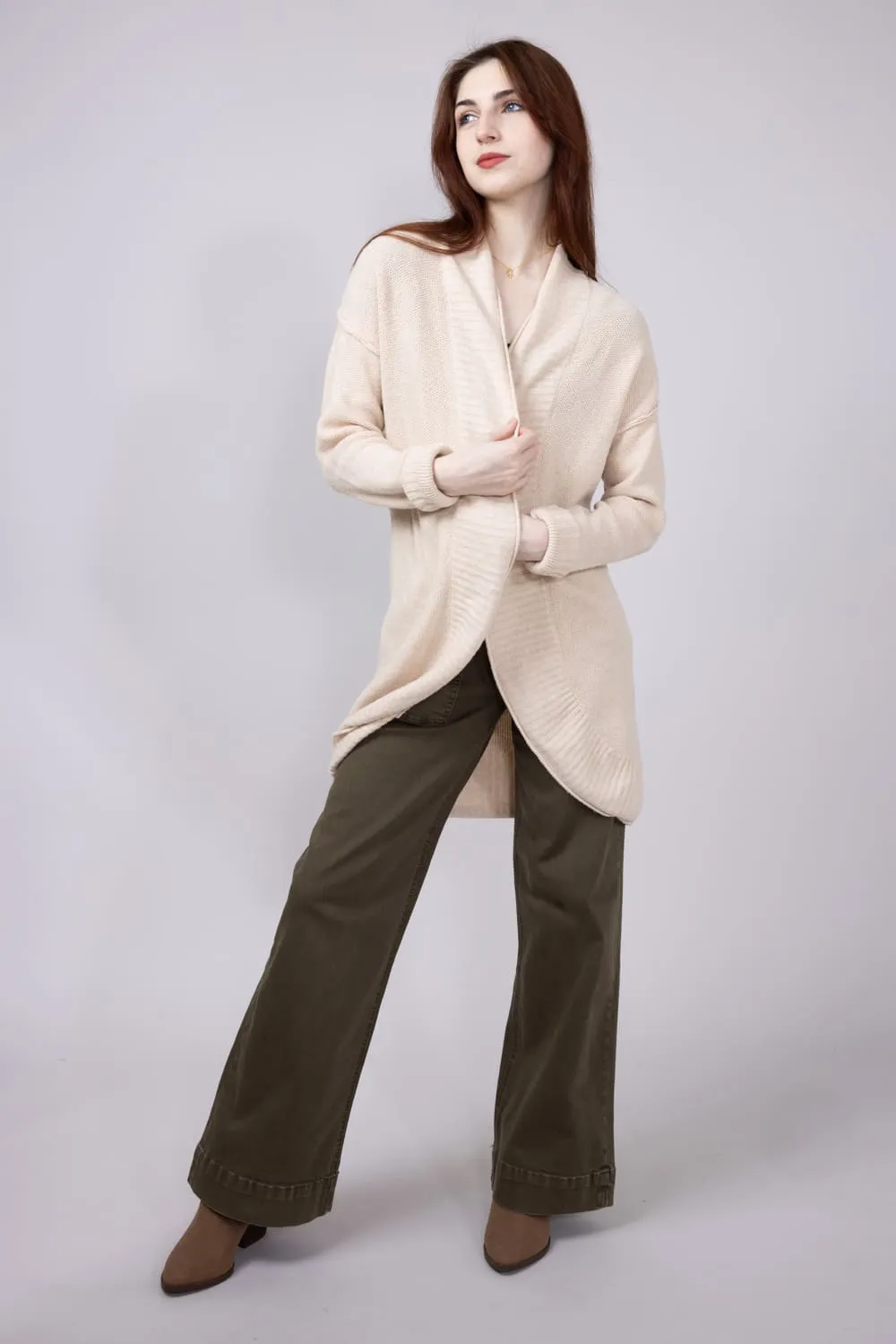 Honeycomb Stitch Cardigan for Women in Heather Oat | LF2S42530-OAT sold by Glik’s