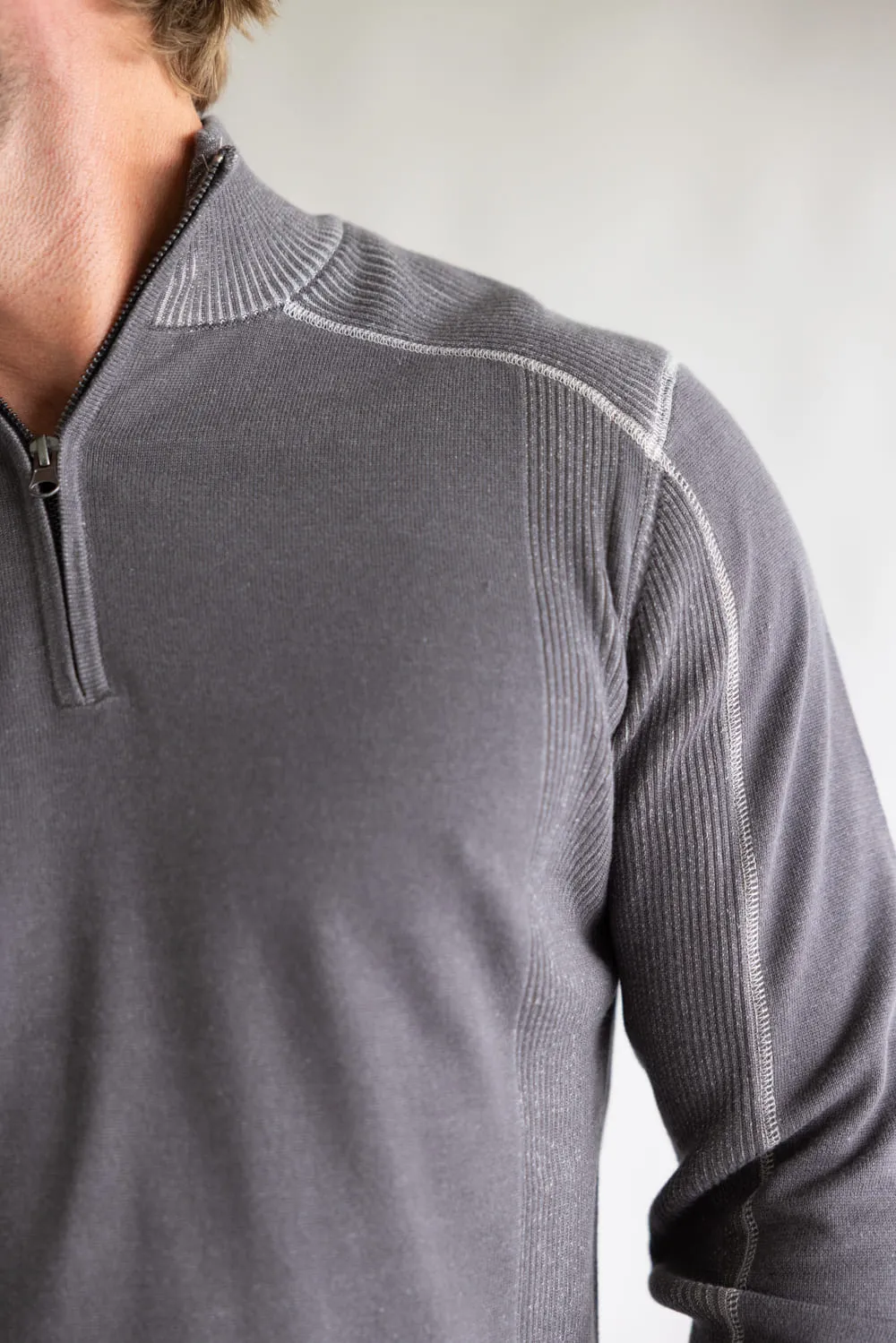 1897 Original 1/4 Zip Mock Neck Sweater for Men in Grey | 1973GL-F25-DKSHADOW/ALLOY sold by Glik’s product image thumbnail 4