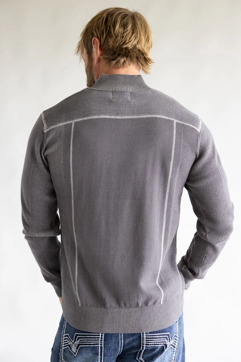 1897 Original 1/4 Zip Mock Neck Sweater for Men in Grey | 1973GL-F25-DKSHADOW/ALLOY sold by Glik’s product image thumbnail 5