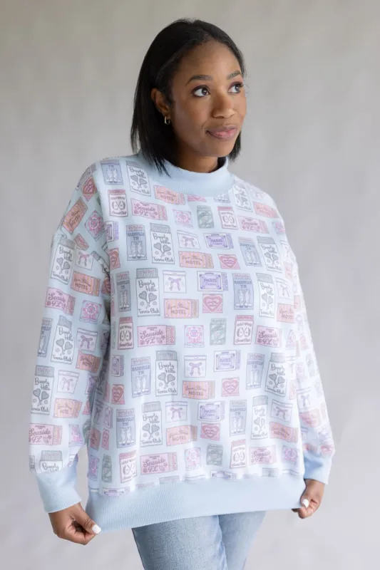 Matchbook High Neck Sweatshirt for Women in Blue | KDC-PSW-27-LBL sold by Glik’s