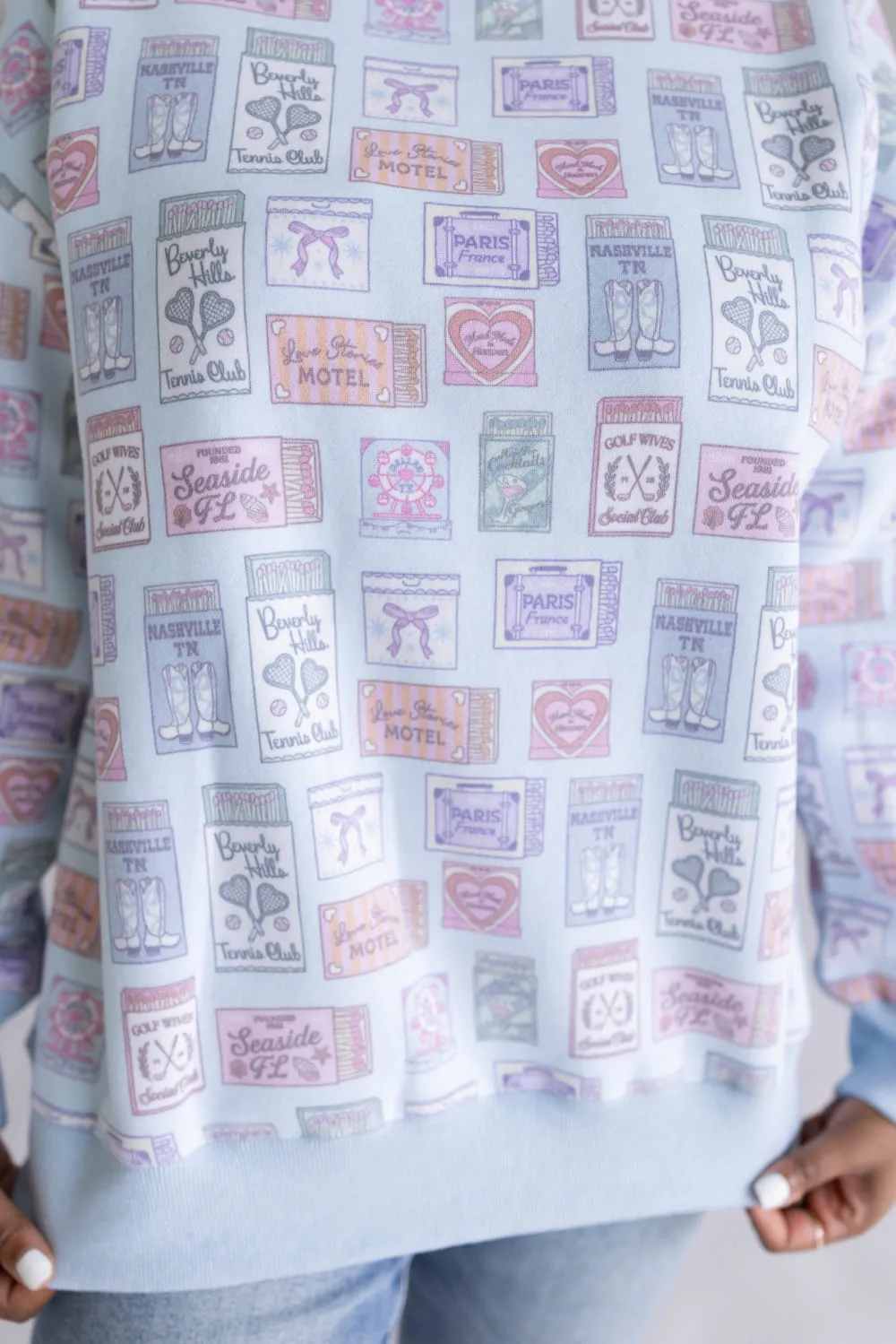 Matchbook Mock Neck Sweatshirt for Women in Blue | KDC-PSW-27-LBL sold by Glik’s product image thumbnail 3