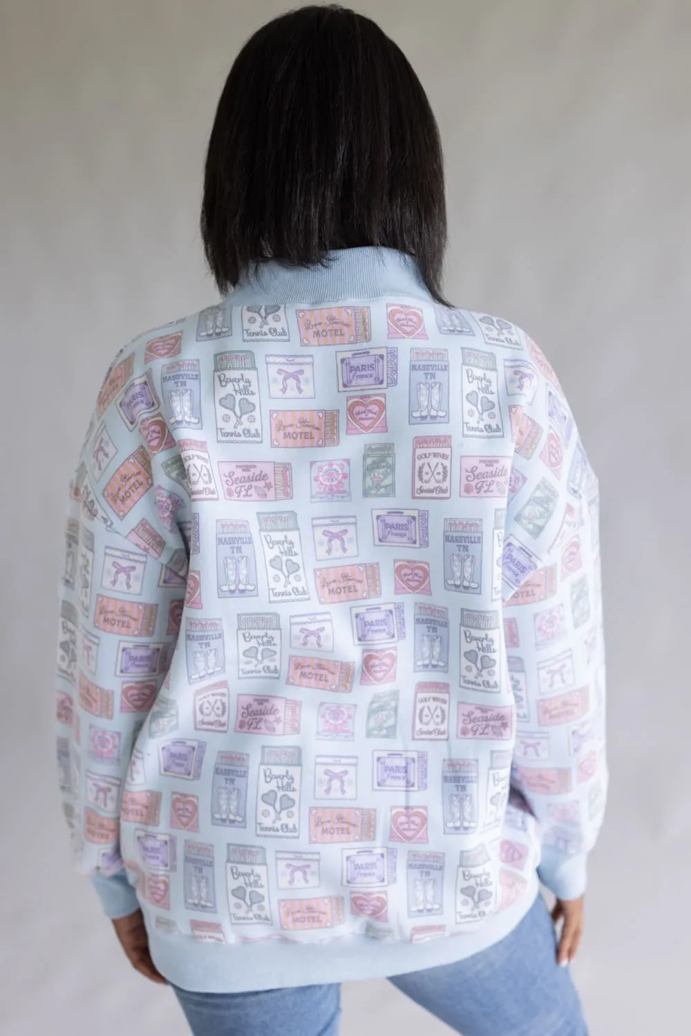 Matchbook Mock Neck Sweatshirt for Women in Blue | KDC-PSW-27-LBL sold by Glik’s product image thumbnail 5