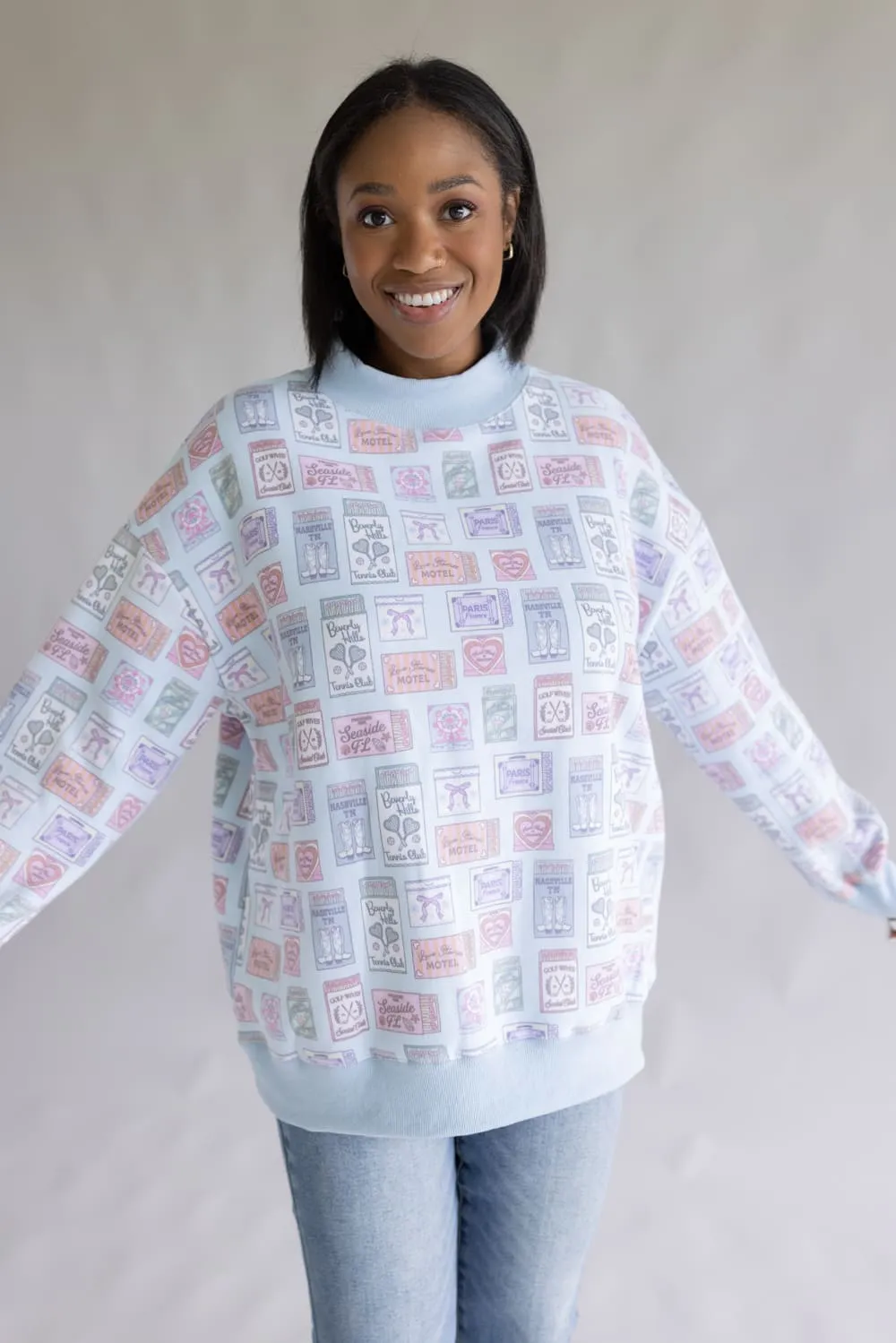 Matchbook Mock Neck Sweatshirt for Women in Blue | KDC-PSW-27-LBL sold by Glik’s product image thumbnail 2