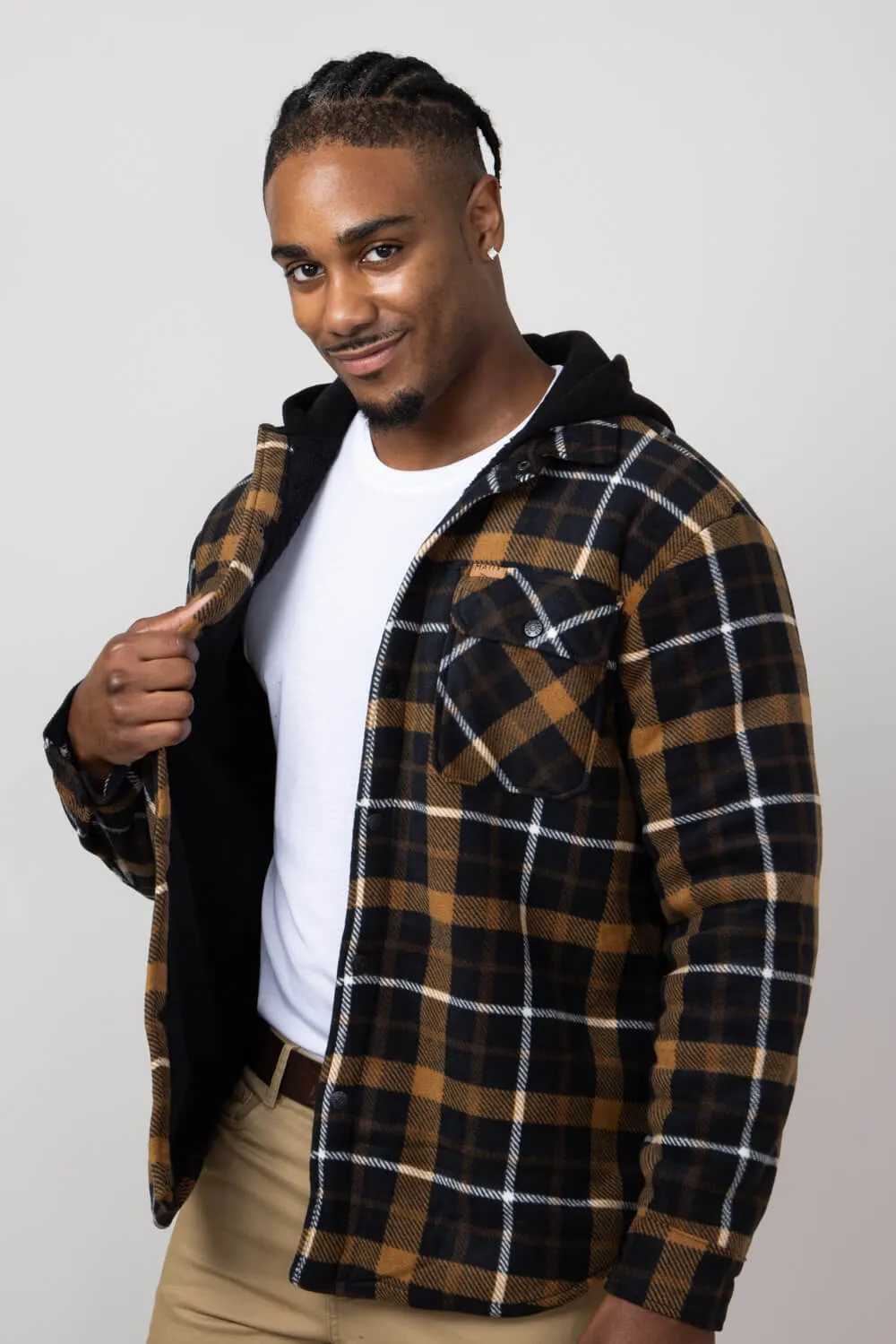 Polar Hooded Shirt Jacket for Men in Black | MTJ05443F4-BLACK sold by Glik’s product image thumbnail 3