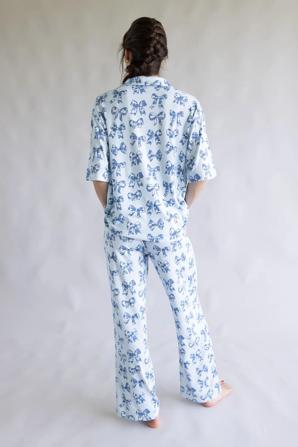 Bow Soft Pajama Set for Women in Blue | KDC-LWPANTSET-32-LBL sold by Glik’s product image thumbnail 4
