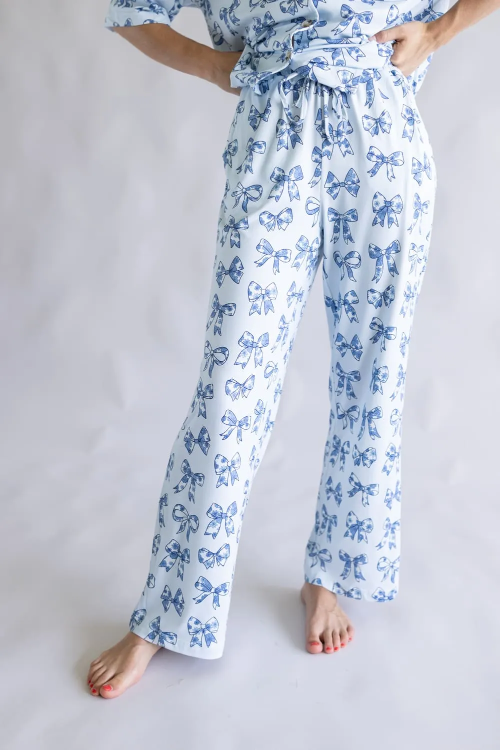 Bow Soft Pajama Set for Women in Blue | KDC-LWPANTSET-32-LBL sold by Glik’s product image thumbnail 3