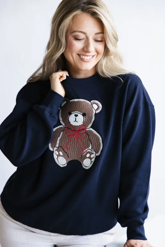 1897 Active Embroidered Big Bear Fleece Sweatshirt for Women in Navy | GT717-DEEPNAVY sold by Glik’s