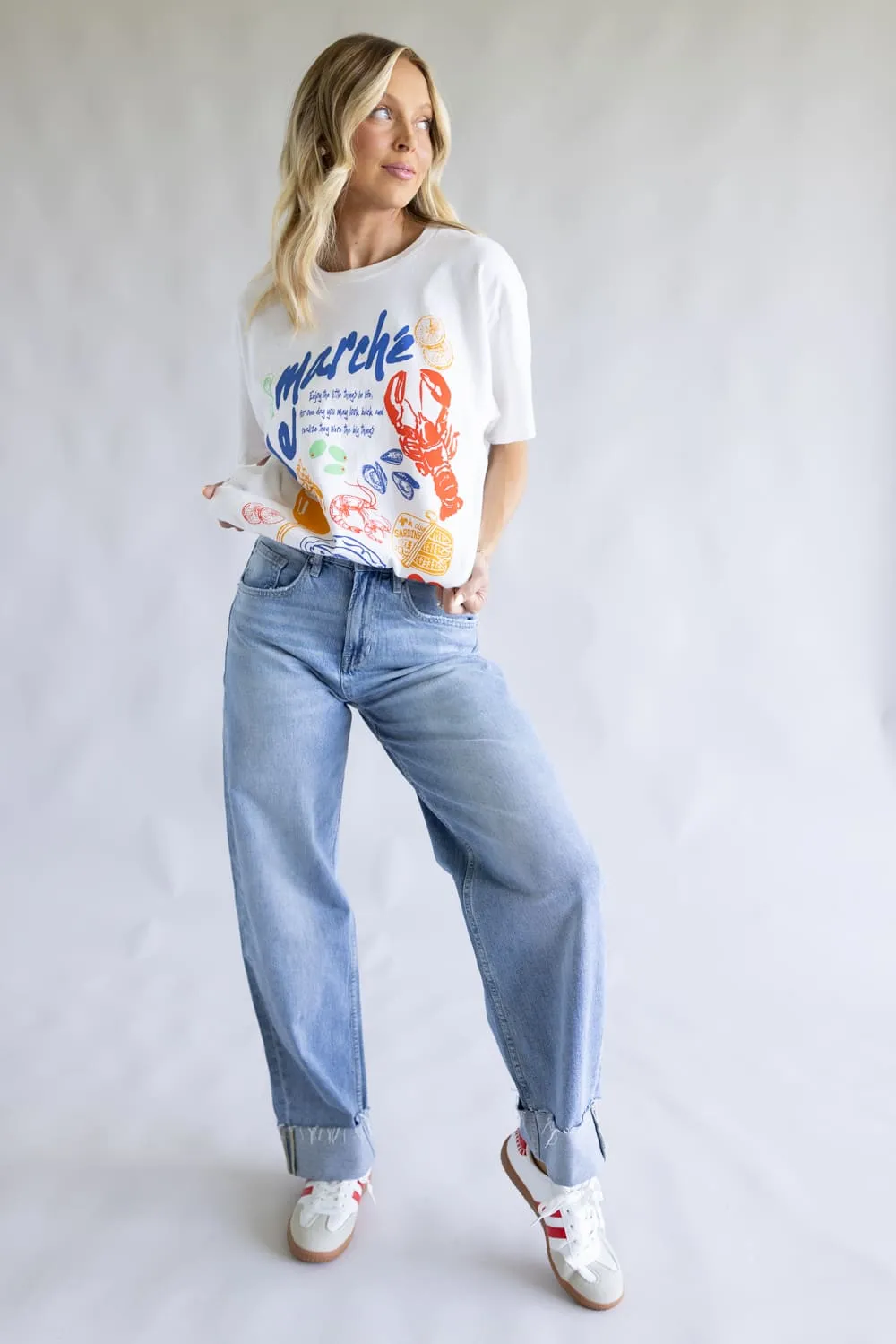 Mica Med Rise Raw Hem Cuffed Barrel Jeans for Women | MDP-T3592 sold by Glik’s product image thumbnail 2