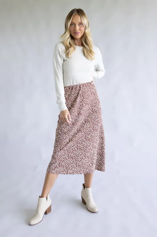 Leopard Print Midi Skirt for Women in Mocha | 71063-MOCHALEOPARD sold by Glik’s