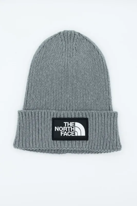 The North Face Youth Logo Cuffed Beanie in Medium Grey Heather | NF0A8CGU-DYY made by The North Face