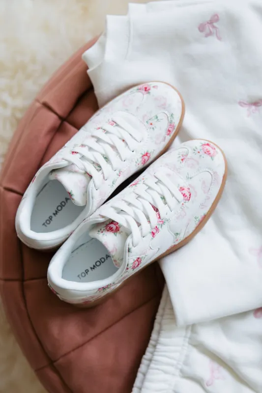 Top Moda Remus Floral Sneakers for Women in White | REMUS22-WHITE sold by Glik’s
