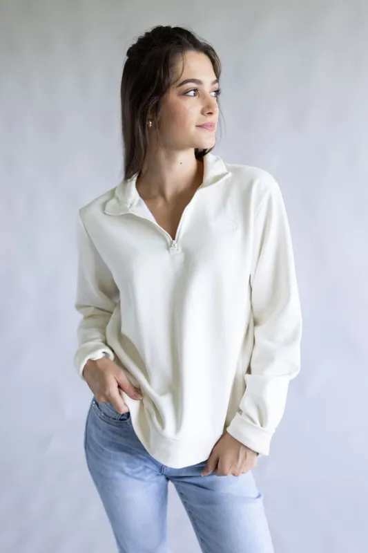 The North Face Evolution ¼ Zip for Women in White Dune | NF0A8ET5-QLI sold by Glik’s