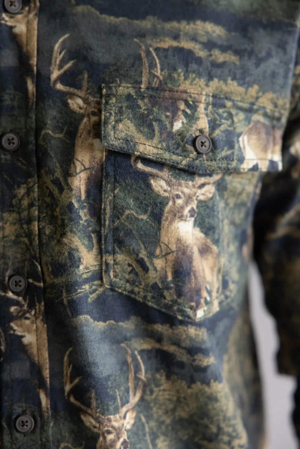 North River Brushed Cotton Deer Printed Button Up Shirt for Men in Green | NRM6415-OLIVENIGHT sold by Glik’s