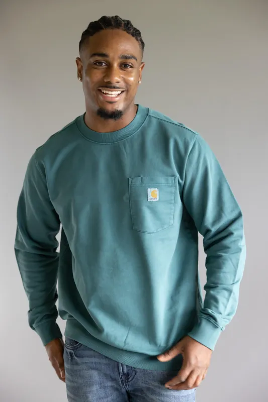 Carhartt Terry Crewneck Sweatshirt for Men in Greenstone | 106853-GM1 sold by Glik’s