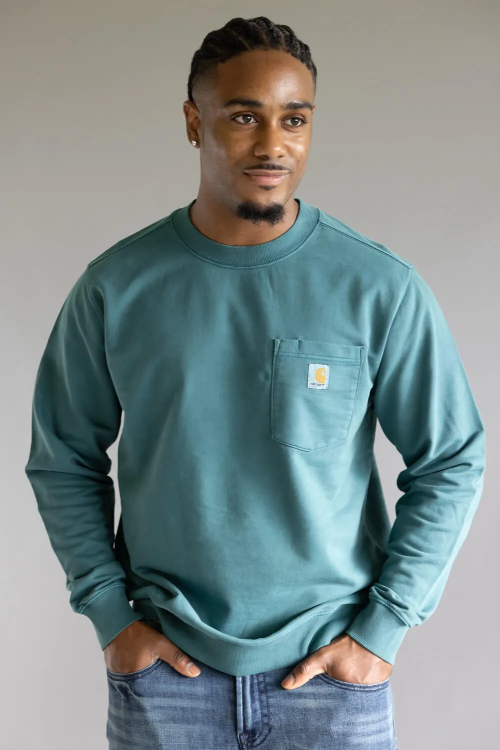 Carhartt Terry Crewneck Sweatshirt for Men in Greenstone | 106853-GM1 sold by Glik’s product image thumbnail 2