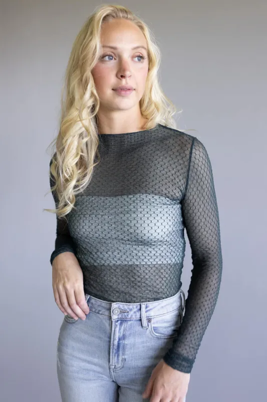 Free People Intimately Minding My Own Business Sheer Layering Top for Women in Oil Green | OB2249049-3300-OILGREEN sold by Glik’s