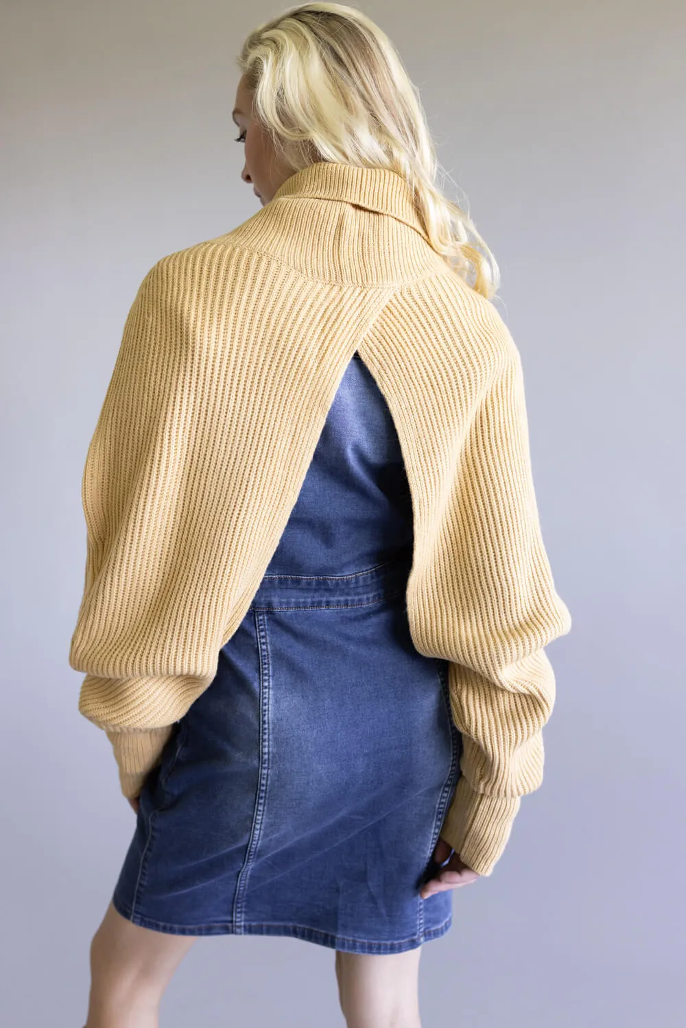 Turtleneck Shrug Bolero Sweater for Women in Beige | CC0420084-BEIGE sold by Glik’s product image thumbnail 5