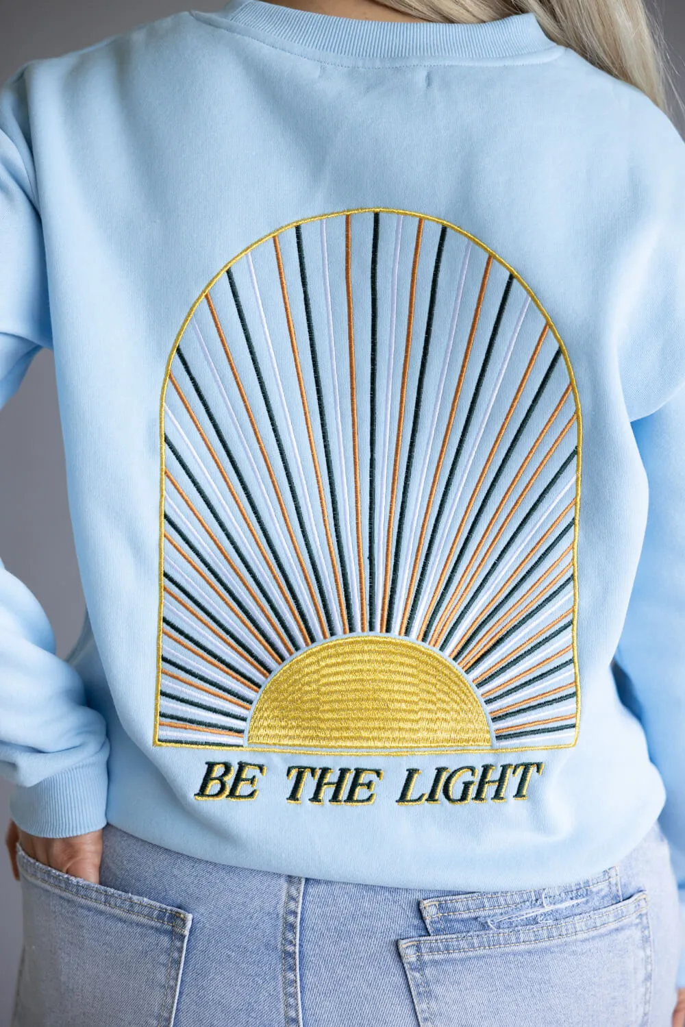 Simply Southern Embroidered Dilara Be The Light Crewneck for Women in Light Blue | PP-0225-CRW-DILARA-LIGHT sold by Glik’s product image thumbnail 4