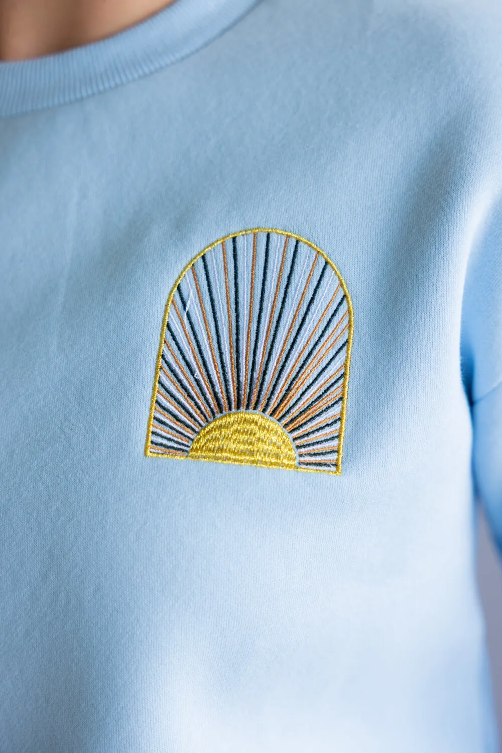 Simply Southern Embroidered Dilara Be The Light Crewneck for Women in Light Blue | PP-0225-CRW-DILARA-LIGHT sold by Glik’s product image thumbnail 5