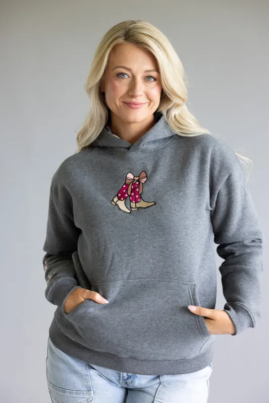 Simply Southern Embroidered Dilara Boots Hoodie for Women in Charcoal Grey | PP-0225-HD-DILARA-BOOT sold by Glik’s