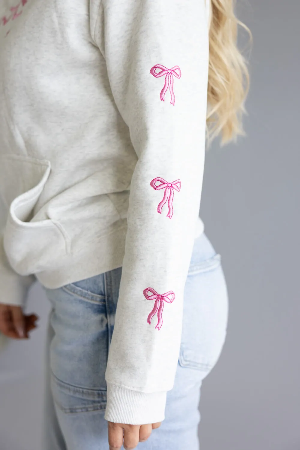 Simply Southern Embroidered Dilara Bow Hoodie for Women in Heather Grey | PP-0225-HD-DILARA-BOW sold by Glik’s product image thumbnail 5