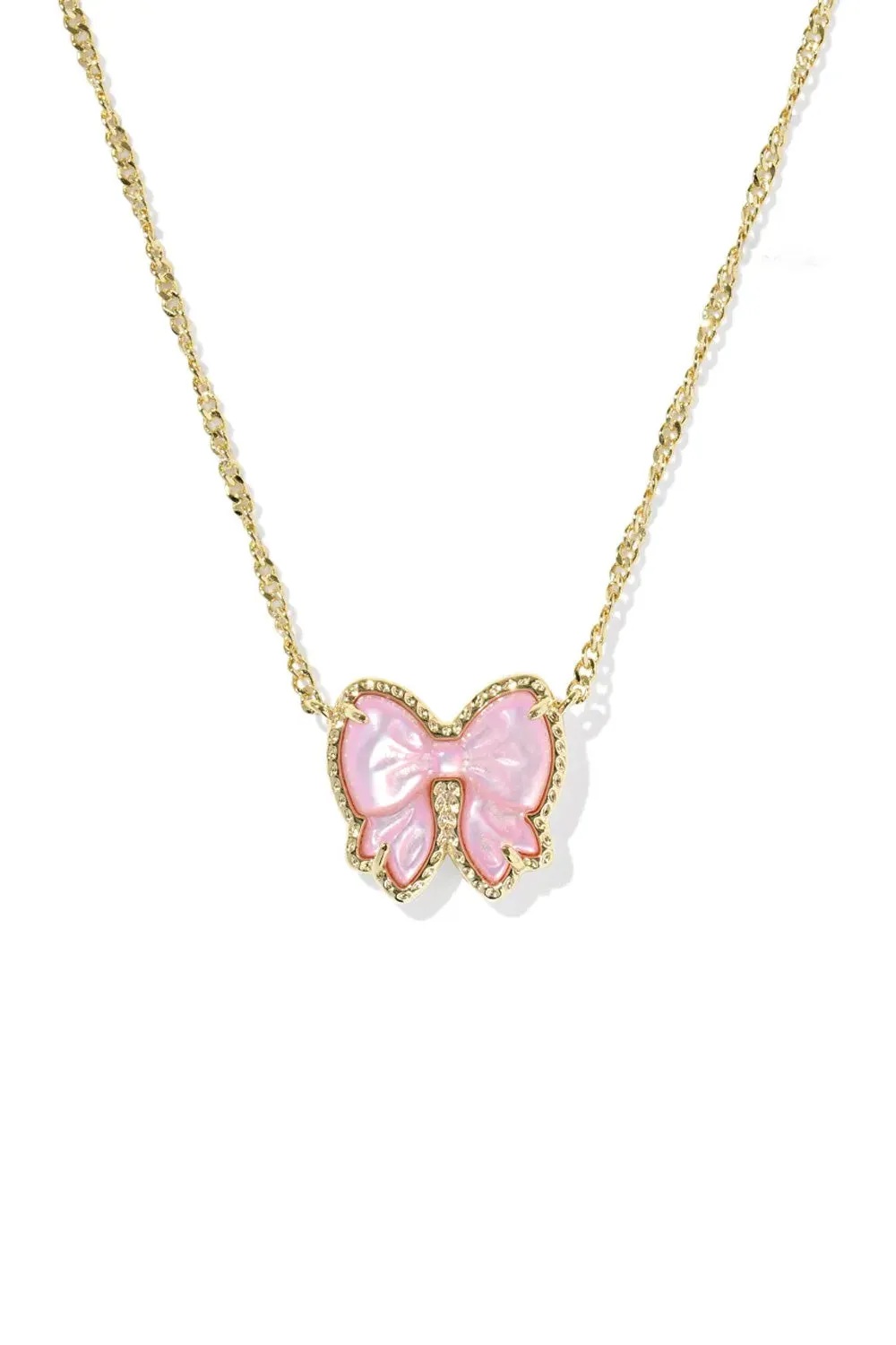 Kendra Scott Haley Bow Short Pendant Necklace in Blush/Gold | 9608886596 sold by Glik’s