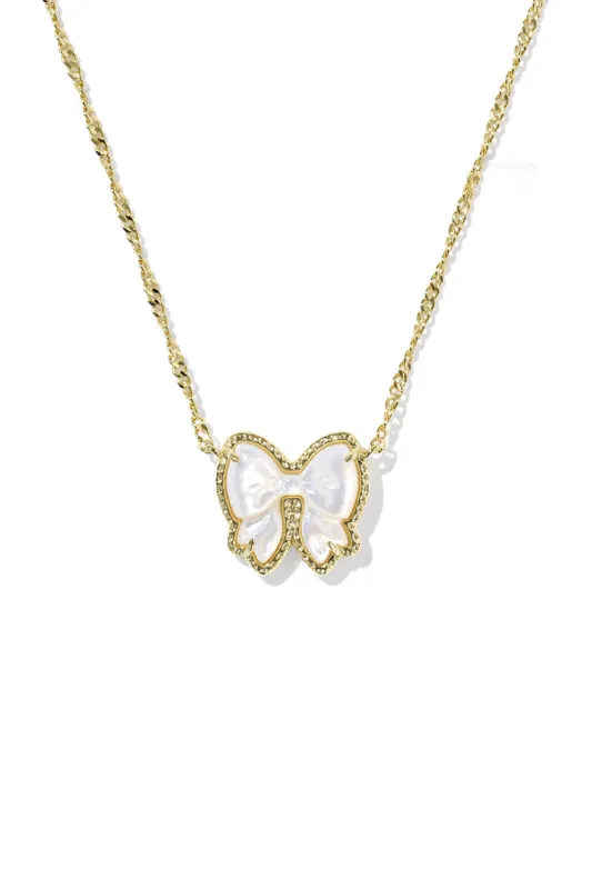 Kendra Scott Haley Bow Short Pendant Necklace in Gold | 9608886084 sold by Glik’s