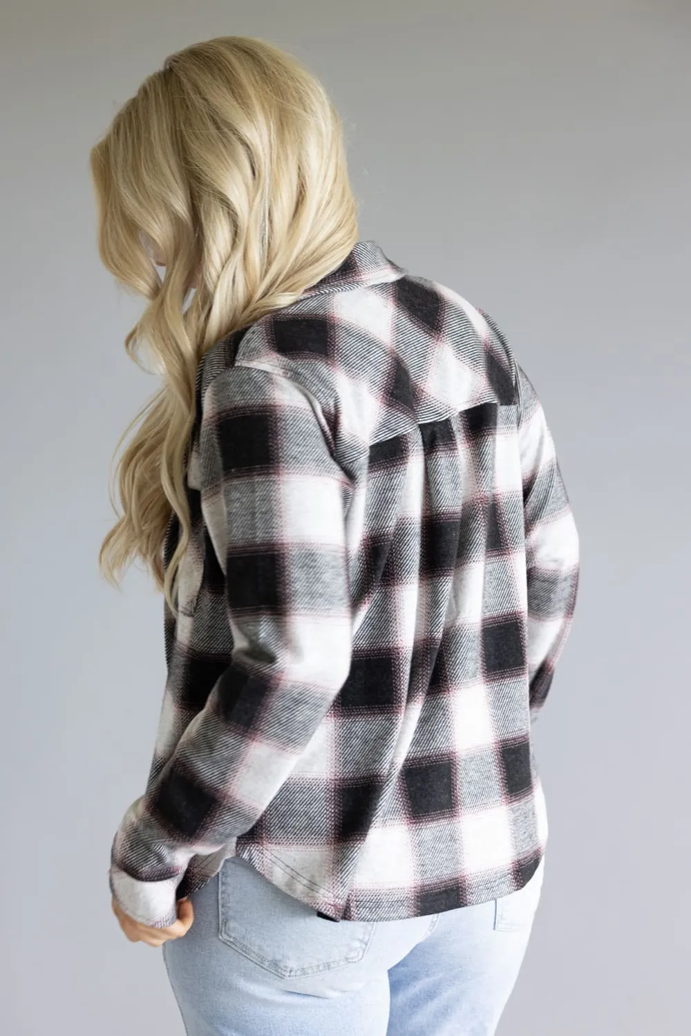 Thread & Supply Saja Button Up Shirt for Women in Black White Rose Plaid | T3822PVTS-WHITEROSEPLAID sold by Glik’s product image thumbnail 2