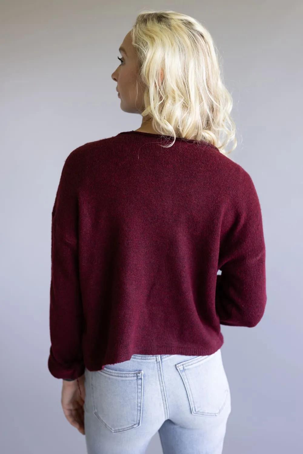 Mimosa Classic Lightweight Cardigan for Women in Burgundy | MK7091-BURGUNDY sold by Glik’s product image thumbnail 2