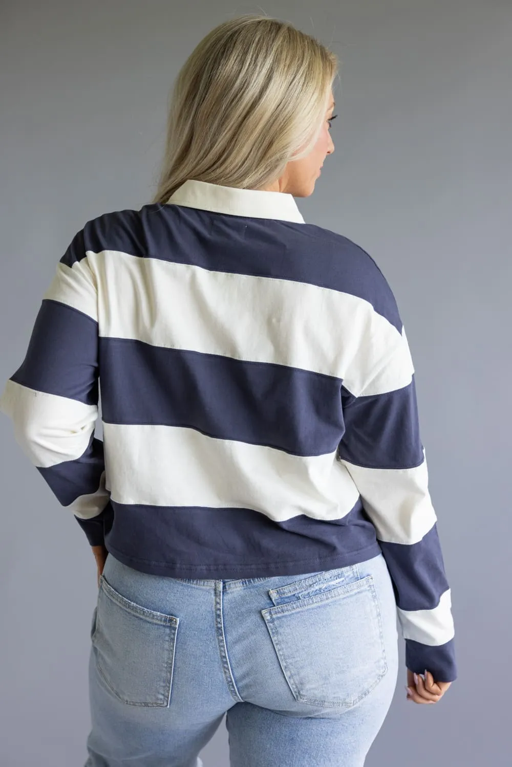 Thread & Supply Delta Stripe Shirt for Women in Navy Ivory | D3868COJTS-NAVYIVORY sold by Glik’s product image thumbnail 2