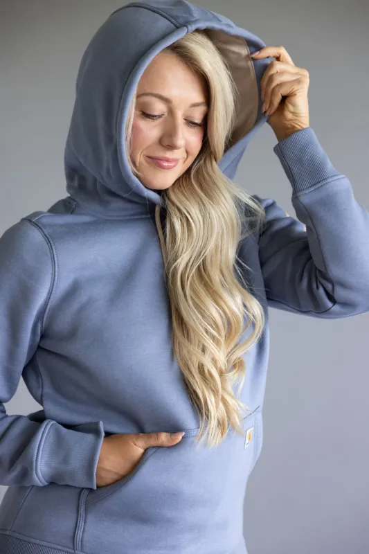 Carhartt Logo Sleeve Midweight Hoodie for Women in Faded Navy | 102791-HS8 sold by Glik’s