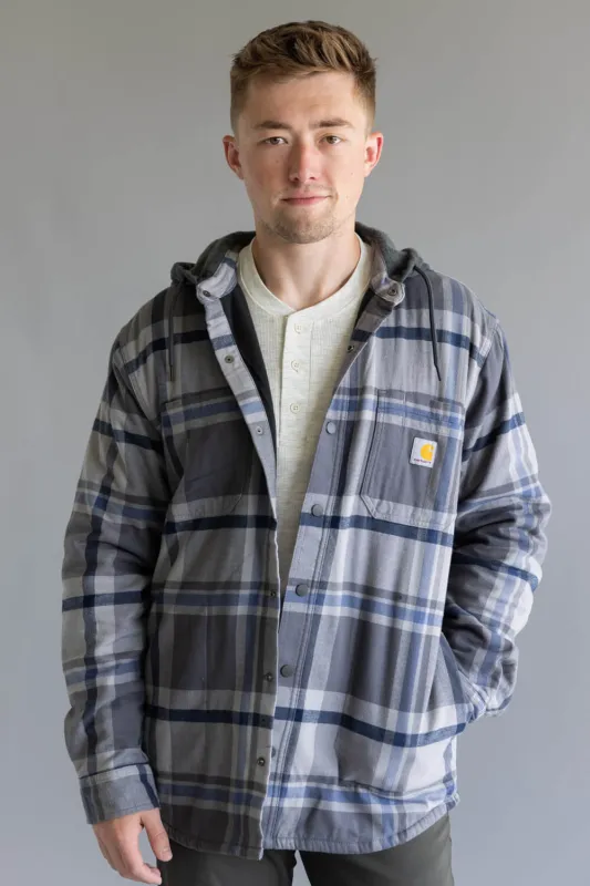 Carhartt Rugged Flex Relaxed Fit Fleece Lined Shirt Jacket for Men in Grey Plaid | 107011-GVL sold by Glik’s