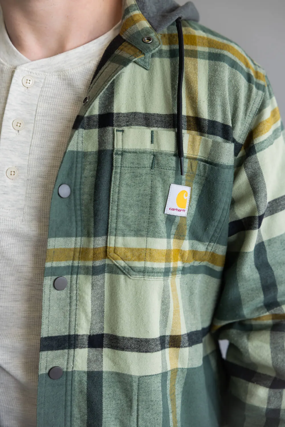 Carhartt Rugged Flex Relaxed Fit Fleece Lined Shirt Jacket for Men in Green Plaid | 107011-GI5 sold by Glik’s product image thumbnail 3