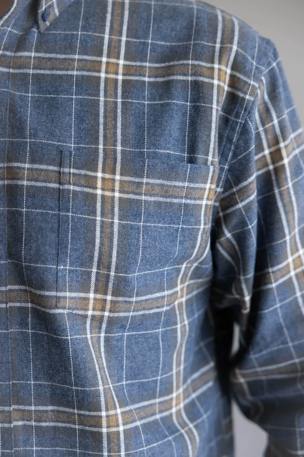 1897 Legends Flannel Shirt for Men in Indigo Plaid | FW10019GL-INDIGO TAN PLAID sold by Glik’s product image thumbnail 3