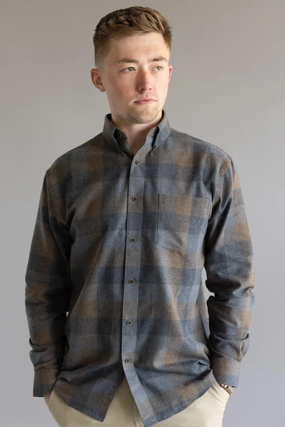 1897 Legends Flannel Shirt for Men in Grey/Brown Plaid | FW10016GL-GRY/BRN CHECK sold by Glik’s product image thumbnail 4