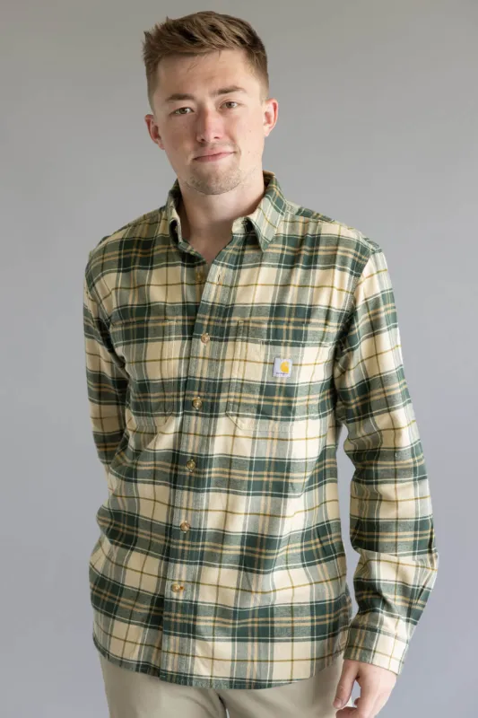Carhartt Rugged Flex Relaxed Fit Midweight Flannel for Men in Green | 107010-GI5 sold by Glik’s