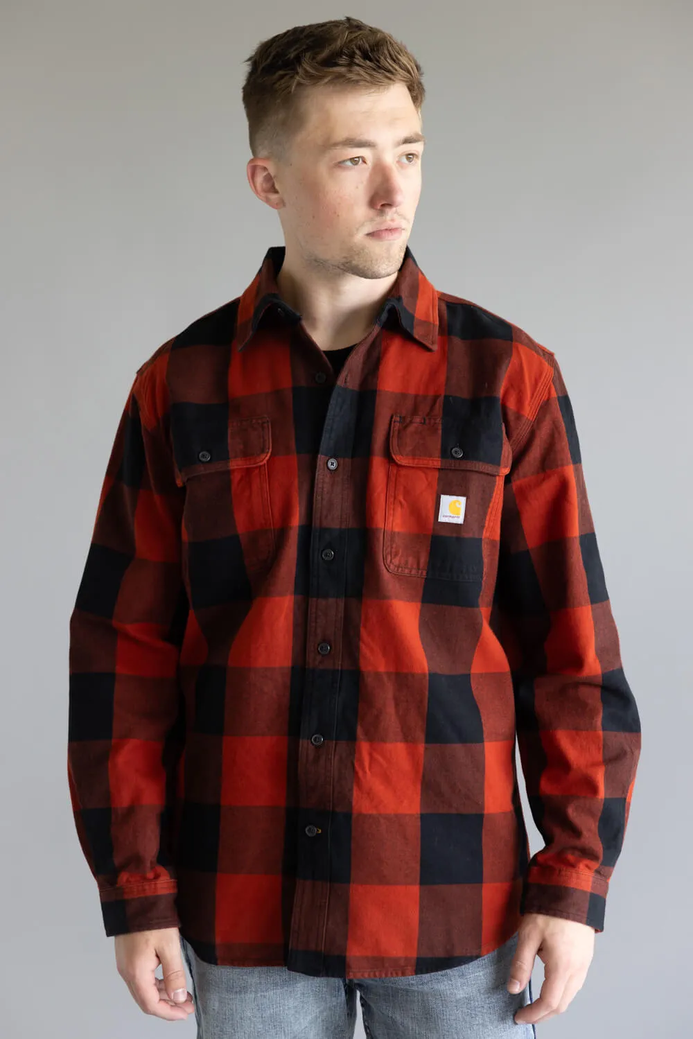 Carhartt Heavyweight Plaid Flannel for Men in Red/Orange | 107013-RD1 sold by Glik’s