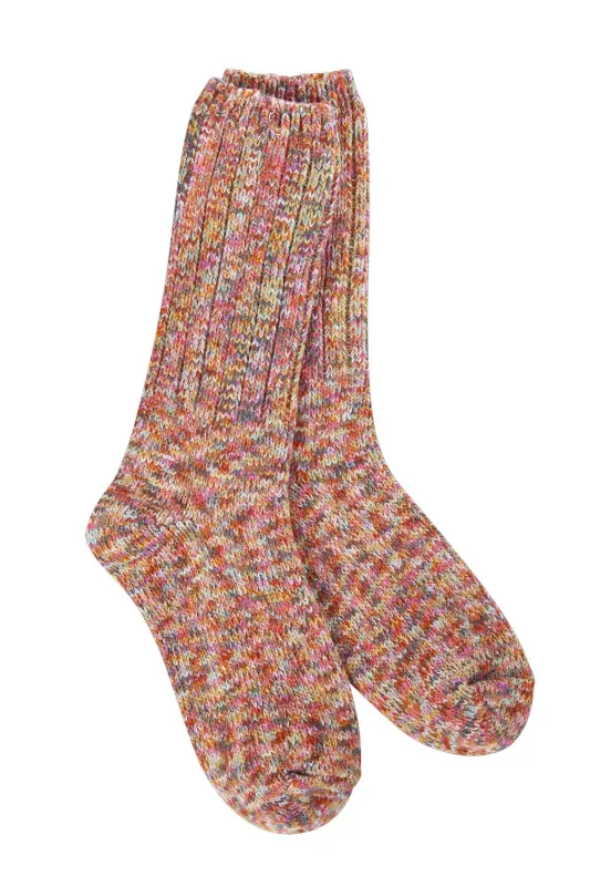 Worlds Softest Weekend Ragg Crew Socks for Women in Floral Pink | 75658 sold by Glik’s