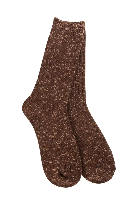 Worlds Softest Weekend Cotton Slub Marled Crew Socks for Women in Coffee | 76385 sold by Glik’s