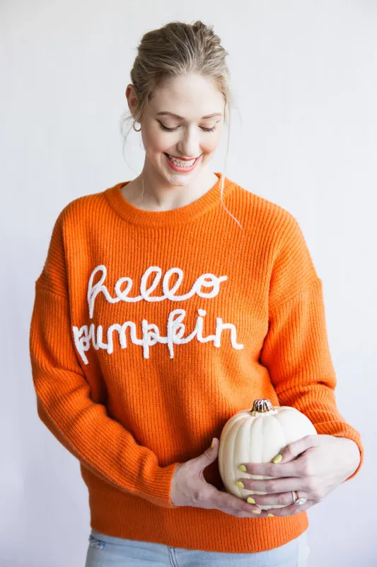 Hello Pumpkin Letter Sweater for Women in Burnt Orange | CL20615-BURNTORANGE sold by Glik’s