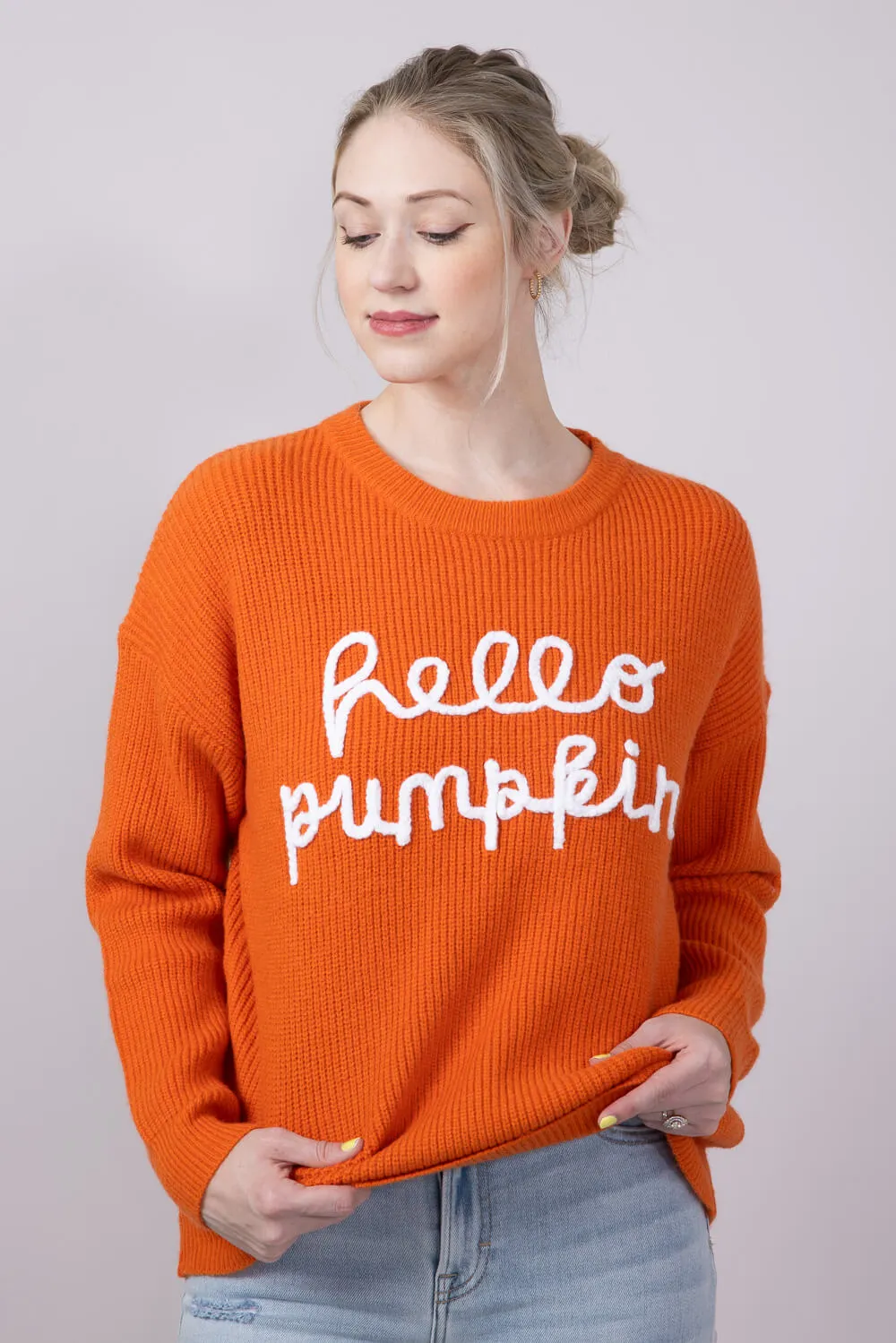 Hello Pumpkin Letter Sweater for Women in Burnt Orange | CL20615-BURNTORANGE sold by Glik’s product image thumbnail 5