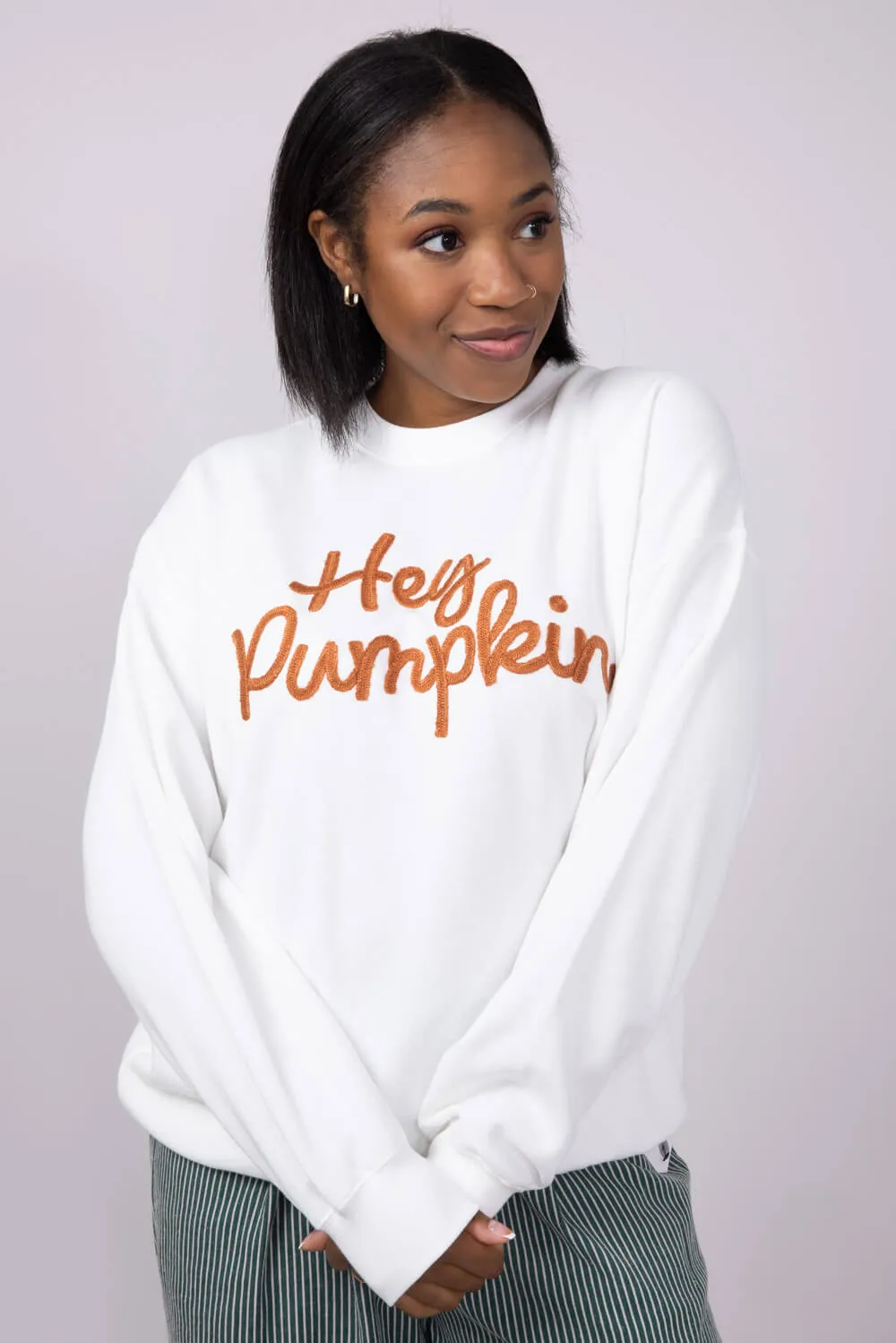 1897 Active Embroidered Hey Pumpkin Sweatshirt for Women in Ivory | GT758-IVORY sold by Glik’s product image thumbnail 5
